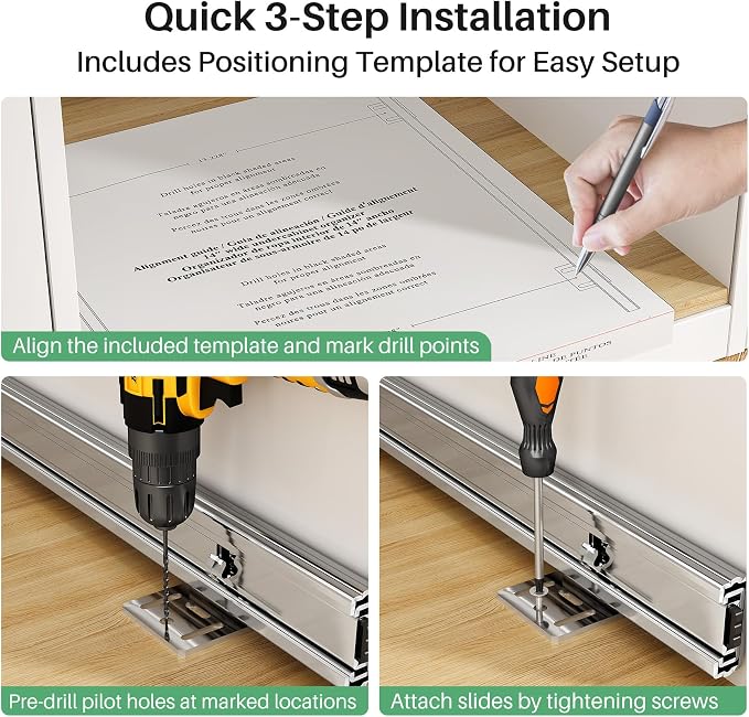 Pull out Cabinet Organizer, Heavy Duty Smooth Sliding Under Cabinet Shelves - Image 8