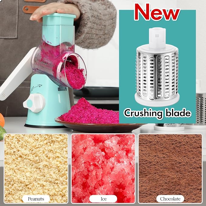 Ourokhome Rotary Cheese Grater Hand Crank, Kitchen Shredder Speed Mandolin - Image 3