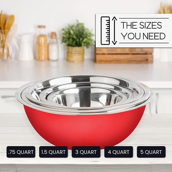 WHYSKO Meal Prep Stainless Steel Mixing Bowls Set, Refrigerator, and Kitchen - Image 6