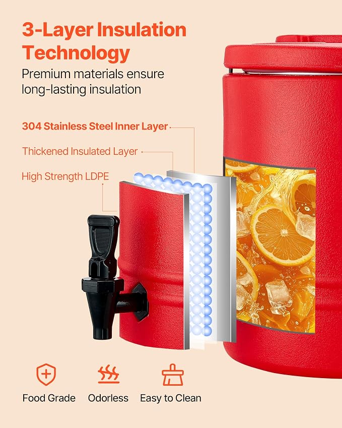 VEVOR Insulated Beverage Dispenser, 3 Gal/11.4L Thermal Hot and Cold Drink - Image 4
