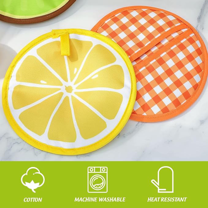 FYSUIMU 4 Pack Fruit Pot Holder Heat Resistant Orange Lemon Kiwi Watermelon - Image 3