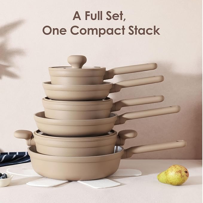SENSARTE Ceramic Nonstick Pots and Pans Set 17pcs, Healthy Induction Cookware - Image 8