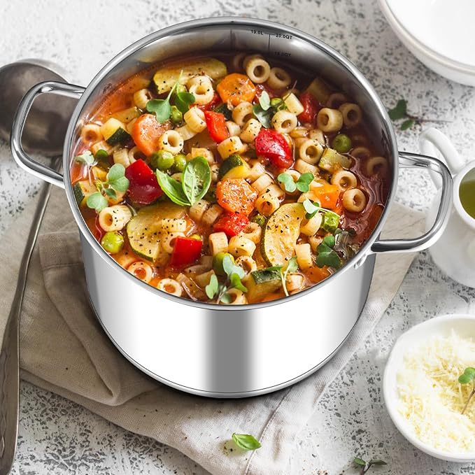 Leonyo 20QT Stock Pot, 18/10 Stainless Steel Soup Pot - Image 8