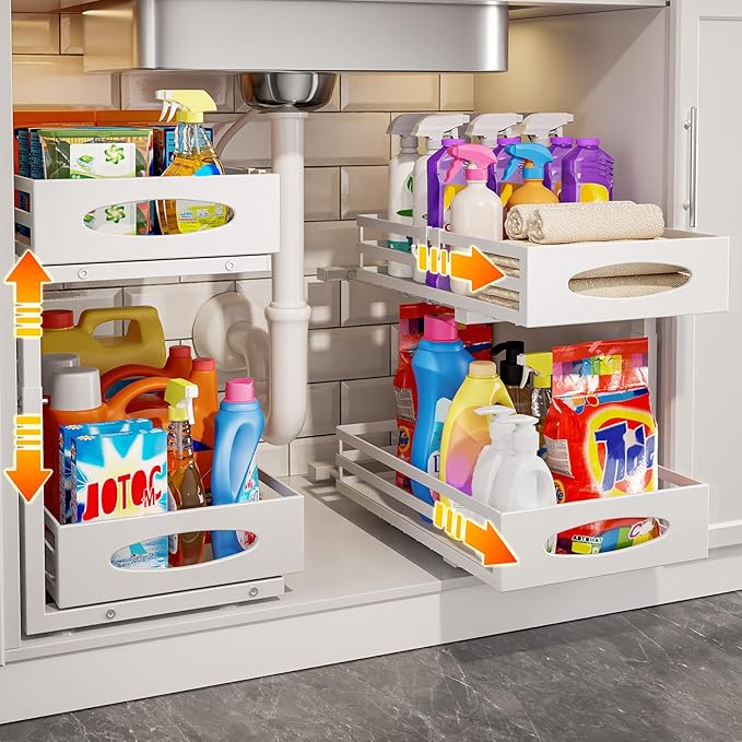 Under Sink Organizer, 2 Tier Under Sink Organizers and Storage, Adjustable by MIXESHOP