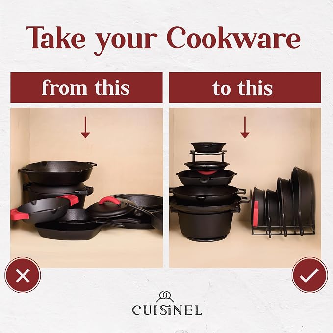 Pan Organizer - 2-PACK of Silicone-Coated Non-Slip 15" Heavy Duty Skillet Rack - Image 4