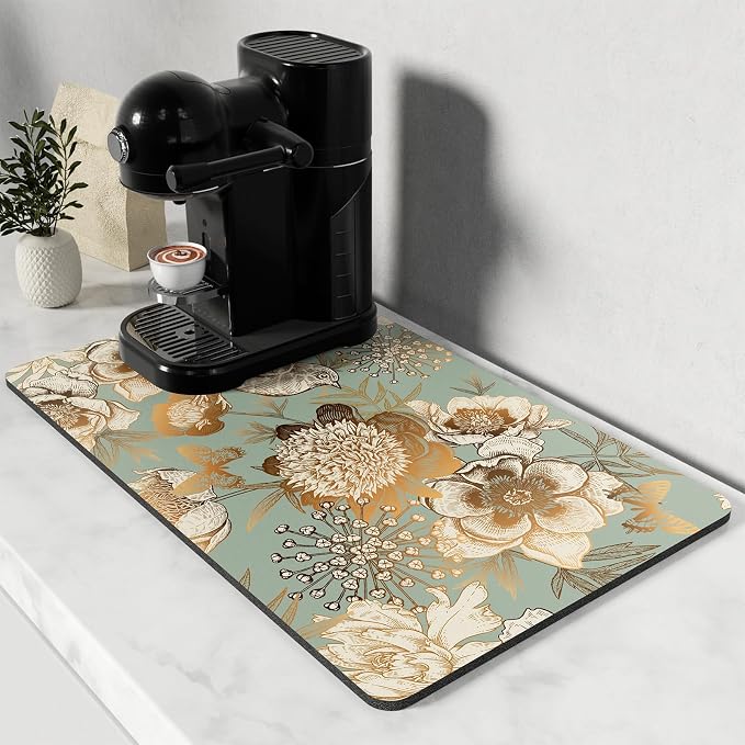 Rnivvi Coffee Mat, Hide Stain Rubber Backed Absorbent Dish Drying Pad by Rnivvi