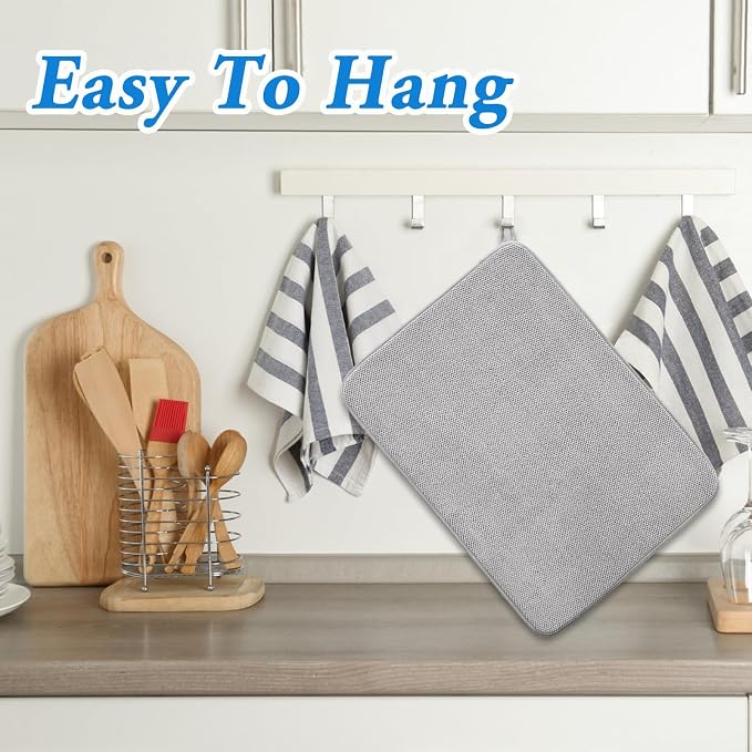 2 Pack Large Dish Drying Mat, 24x17 Inch Absorbent Microfiber Dishes Drainer - Image 7