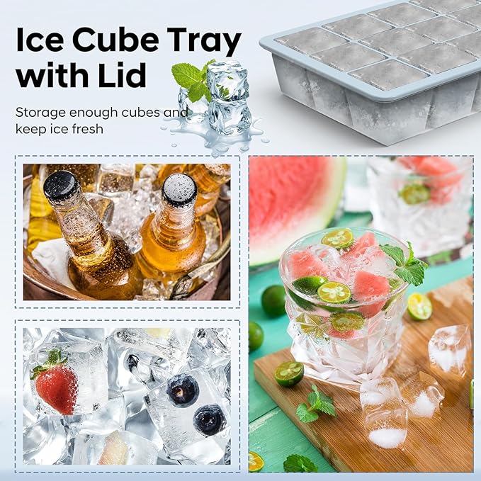 Silicone Ice Cube Tray 2 Pack, HANCELANT Ice Cube Mold, Ice Trays - Image 2