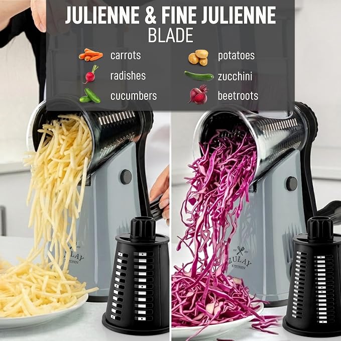 Zulay Kitchen Rotary Cheese Grater 5 Blade Cheese Shredder - Image 6