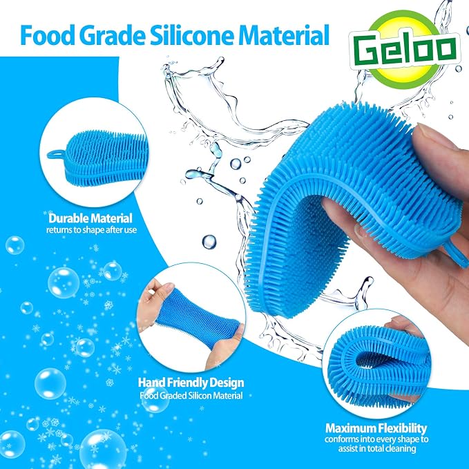 Geloo.Silicone Sponge Dish Brush, Double Sided Cleaning Brush - Image 5