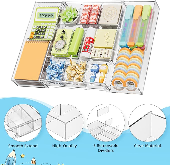 Marbrasse Expandable Desk Drawer Organizer, Desk Organizers and Accessories - Image 7