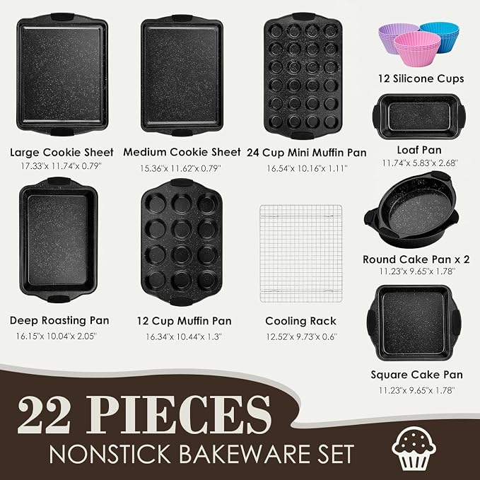 Baking Pans Set Nonstick, Bakeware Sets Stackable - Image 2