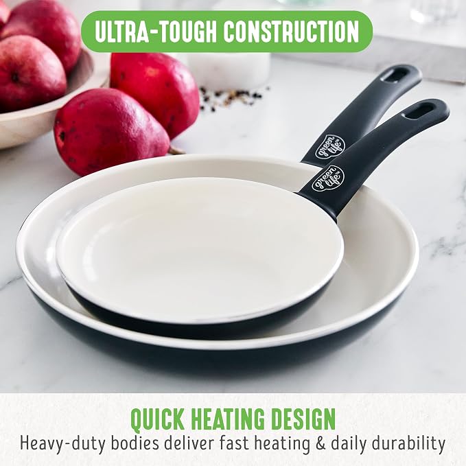 GreenLife Non Stick Fry Pan Set, Non-Toxic PFAS-Free Ceramic Skillets, - Image 10