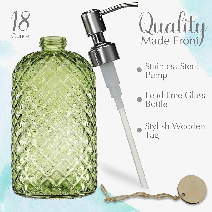 JASAI 18Oz Tea Green Soap Dispenser - Image 2