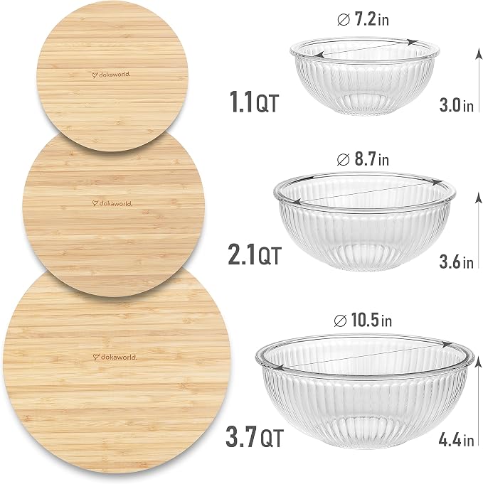 Stackable Space-Saving Nesting Set of 3 Glass Bowls - Image 2
