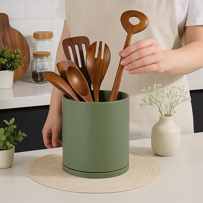 D'vine Dev 360° Rotating Utensil Holder – 7.2" Kitchen Utensil Crock - Image 3