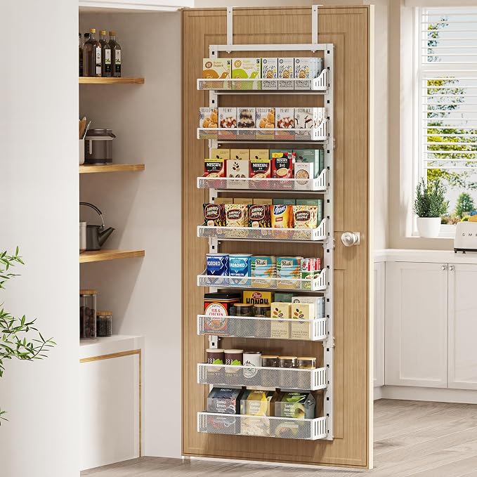POKIPO Over the Door Pantry Organizer 8-Tier, Large Metal Door Spice Rack - Image 2