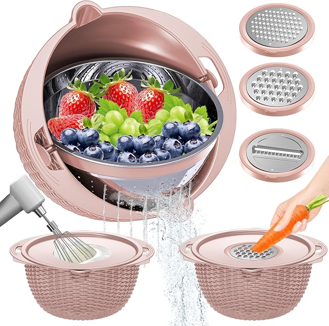 4-1 Strainer Bowl with Lid Set by UTTKOJ