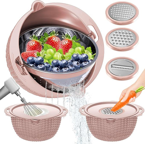 4-1 Strainer Bowl with Lid Set by UTTKOJ