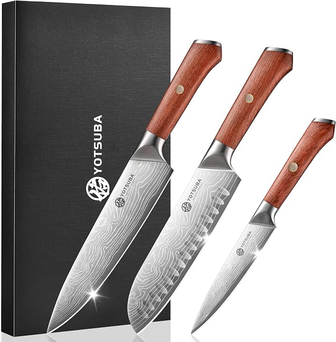 YOTSUBA 3 PCS Japanese Kitchen Knife Set, Razor Sharp High Carbon Stainless by ExperiencethetrueessenceofJapanesecraftsmanshipandprecisionwiththeYotsubaKnife-embodyingthespiritofJapanineveryslice