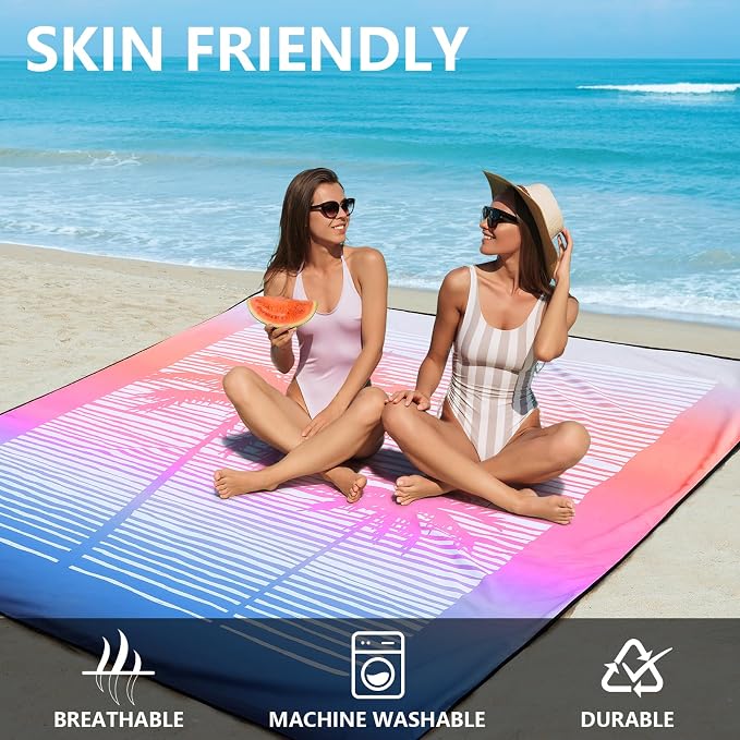 HIHOHO Beach Blanket Waterproof Sandproof Extra Large Beach Mat 79" X - Image 3