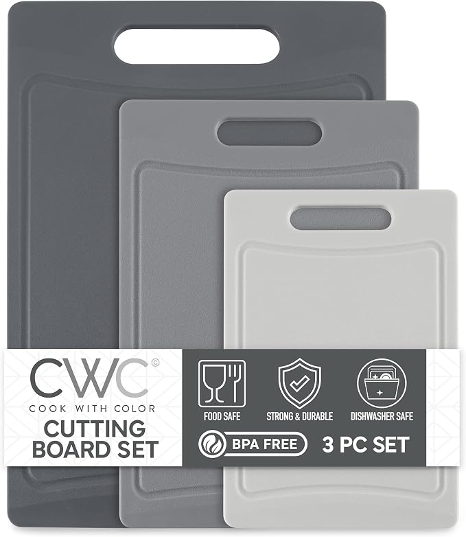 COOK WITH COLOR Non-Slip Cutting Board Set – Kitchen Essentials with Easy Grip by CookwithColor