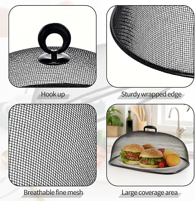 8 Pack Metal Mesh Screen Food Covers, 2 Large and 6 Small Sets, Reusable Metal - Image 4