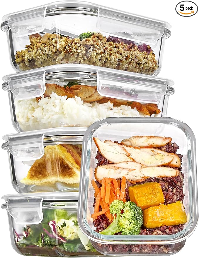 Vtopmart 5Pack 22oz Glass Storage Containers by Vtopmart