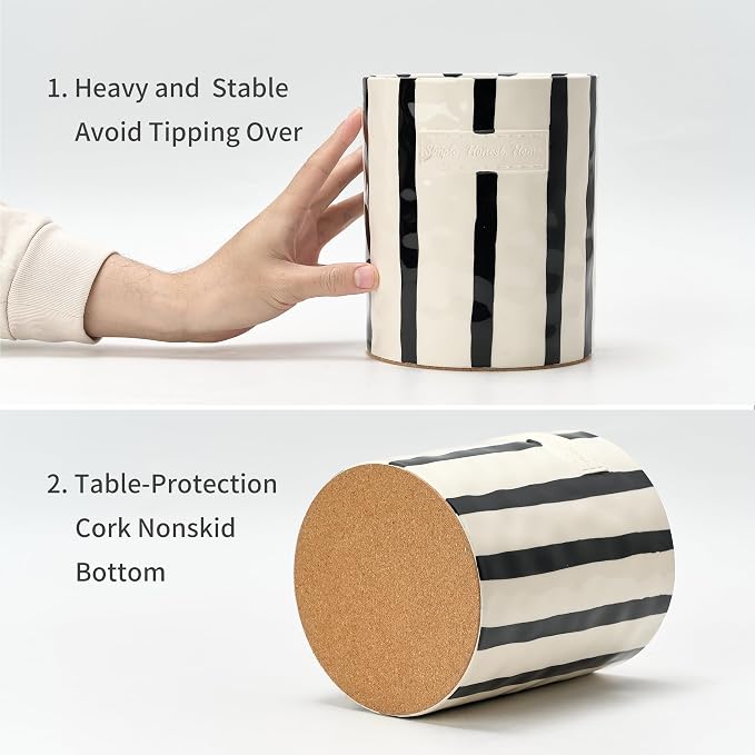 JIEMEI HOME Kitchen Utensil Holder, 7.2" Ceramic Stable Utensil Crock - Image 5