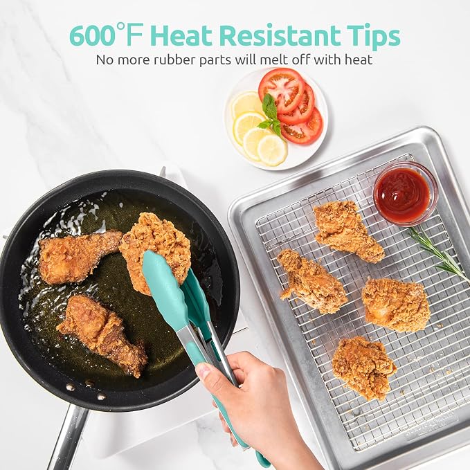 600ºF Heat Resistant Kitchen Tongs: U-Taste 9 inch Silicone Cooking Tong - Image 3