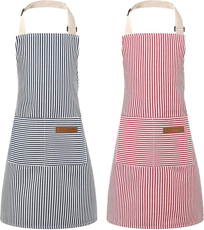 2 Pack Stripes Kids Apron, Kids Cooking Aprons by XLSXEXCL