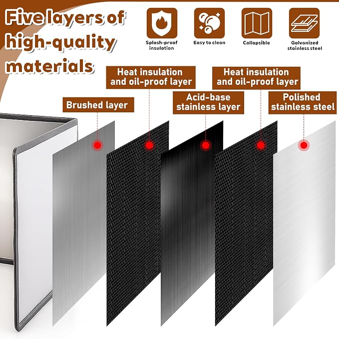 SHENLIU 3 Sided Splatter Guard, Anti Splatter Shield Stainless Steel Oil - Image 3
