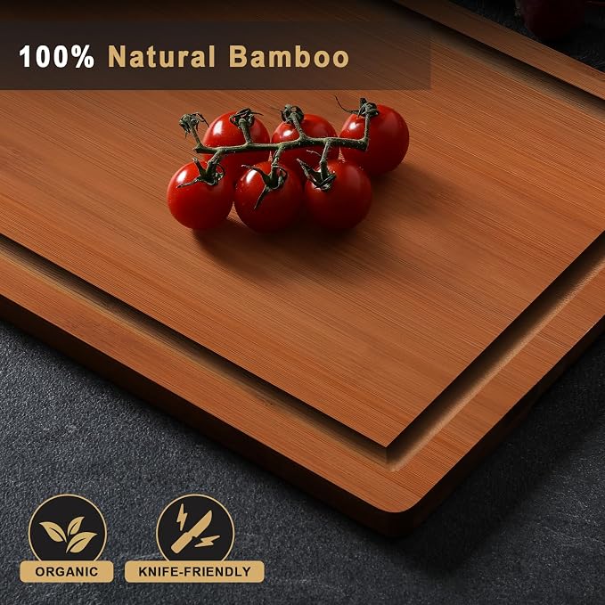 Hiware 4 Pieces Extra Large Wooden Cutting Boards Set- Bamboo Cutting Boards - Image 5