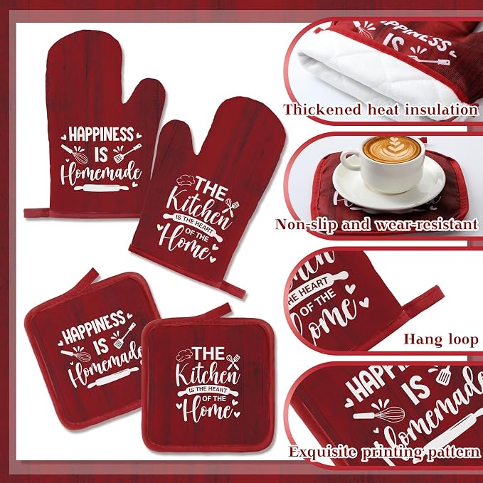 12 Pcs Farmhouse Kitchen Decor Sets 4 Red Kitchen Hand Towels 4 Dish Clothes 2 - Image 6