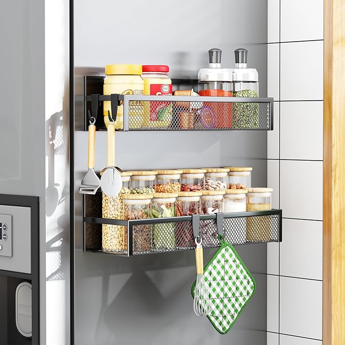 Aufworld Magnetic Spice Rack for Refrigerator, 2 Pack Magnetic Shelf, Fridge by Unknown