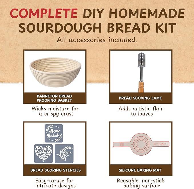 Complete Sourdough Bread Starter Kit, Glass Sourdough Starter Jar Kit & Tons of - Image 7
