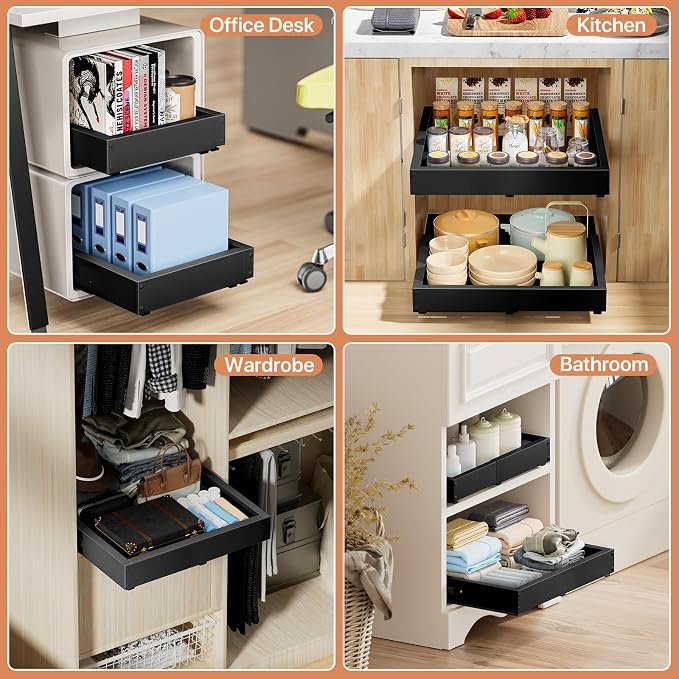 2 Pack Pull out Cabinet Organizer, Width Depth, - Image 4