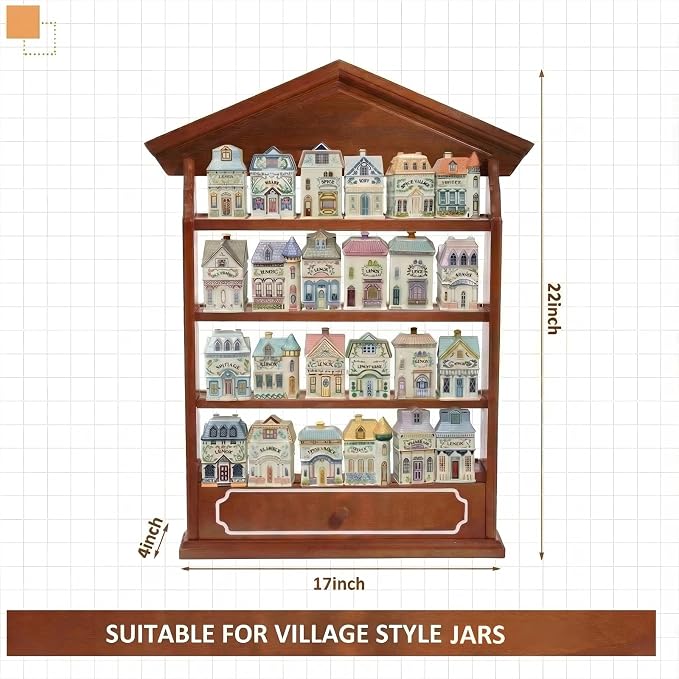 Chunful Vintage Spice Jar Wooden Rack - Image 4