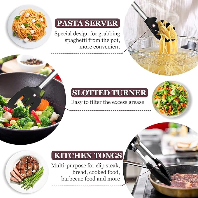 TeamFar Kitchen Utensils Set of 8, Silicone Utensils Kitchen Tools Set - Image 4