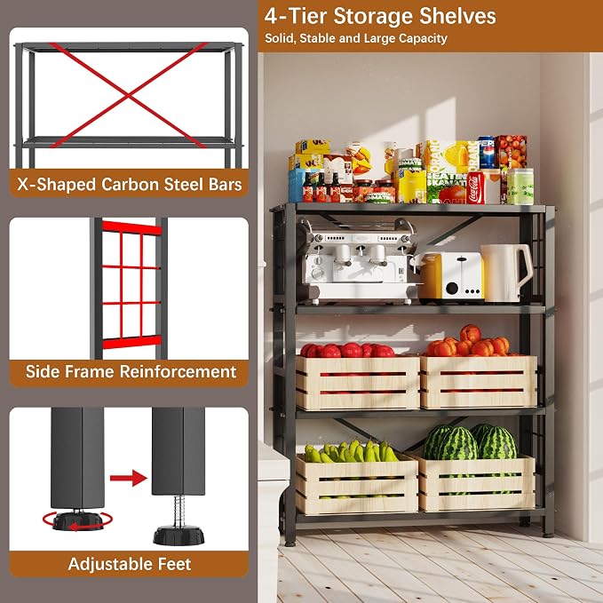 GIOTORENT 4-Wire Heavy-Duty Shelf, Standing Storage Shelves, Metal Shelving - Image 4