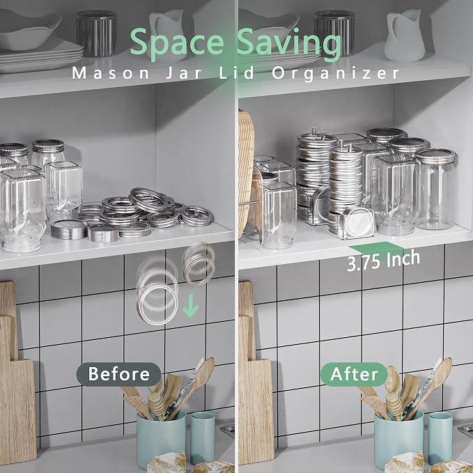Mason Jar Lid Storage Organizer, Space-Saving Holder - Image 2