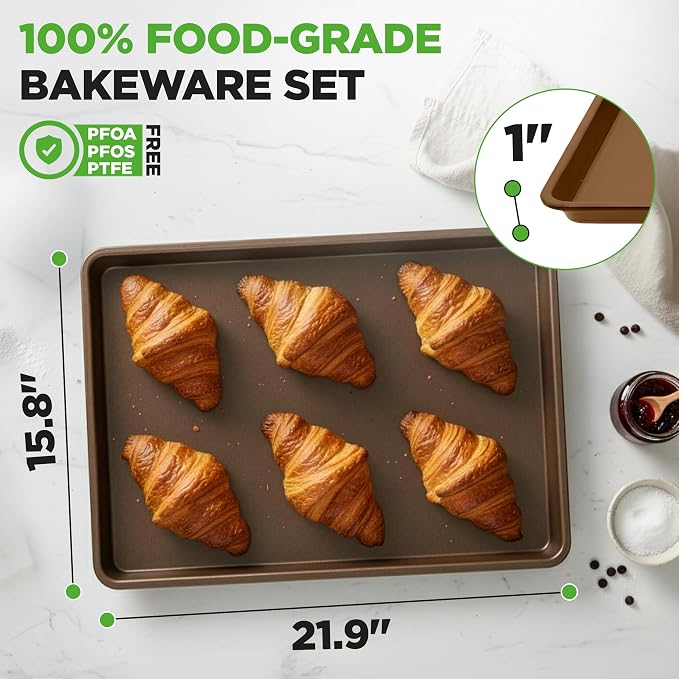 NutriChef Nonstick Extra Large Baking Sheets – 22 x 16 Inch Mega Cookie Sheet - Image 6