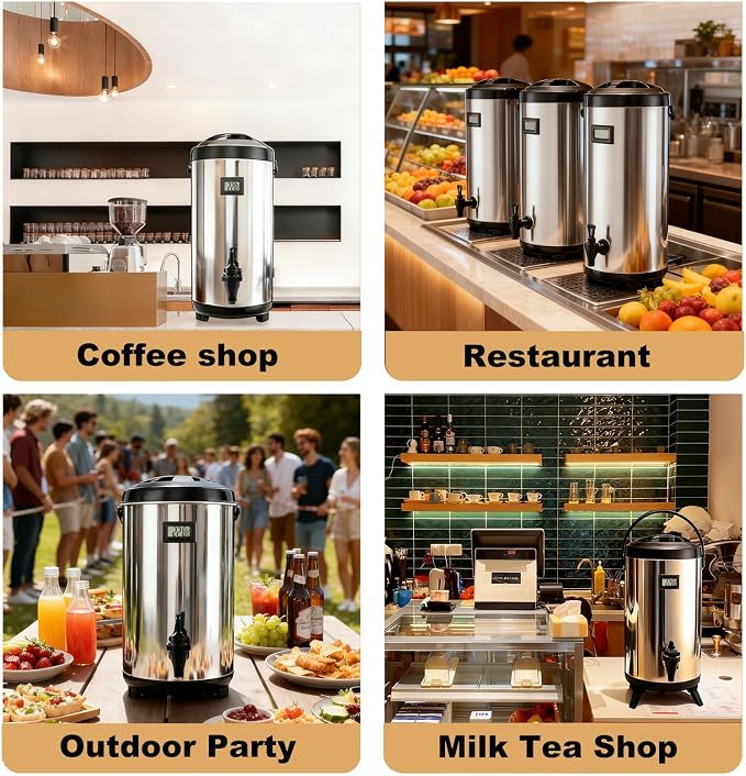 3.2 Gal/12L Non-Electric Insulated Beverage Dispenser, Stainless Steel Thermal - Image 7