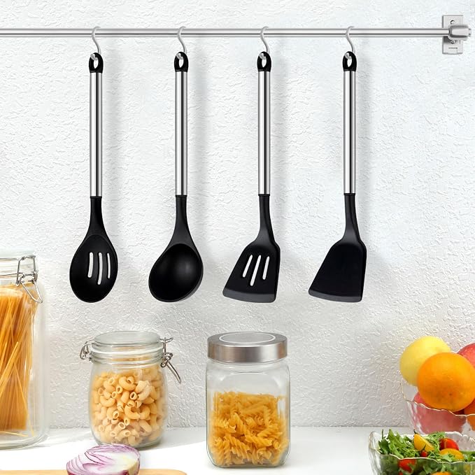 Pleafind 4-Pcs Silicone Cooking Utensils Set, Wok Utensils Set Include Wok Ladle - Image 6