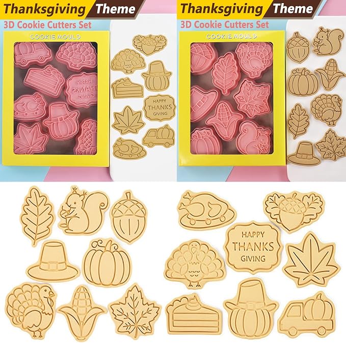 16-Pcs Thanksgiving Cookie Cutters Set 3D Cookie Cutters - Image 4