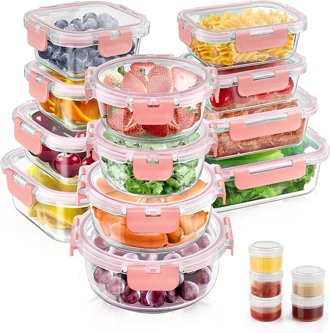 34pcs Glass Food Storage Containers by AMALEKO