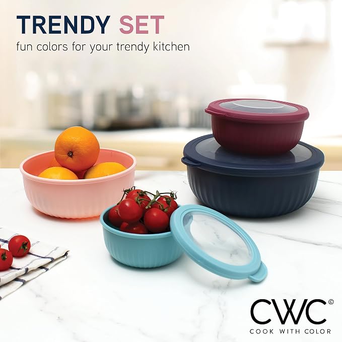 COOK WITH COLOR Prep Bowls with Lids- Wide and Deep Nesting Plastic Small - Image 2