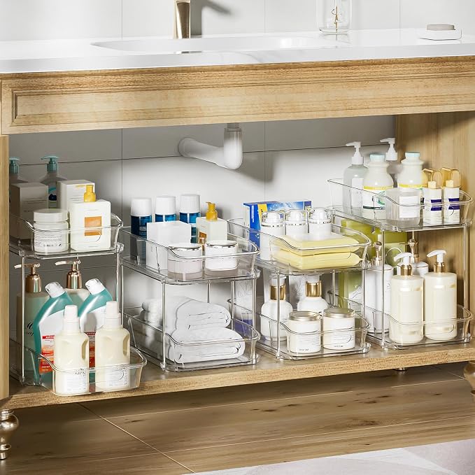 Delamu 2-Tier Under Sink Organizers and Storage, Pull Out Kitchen Pantry - Image 2