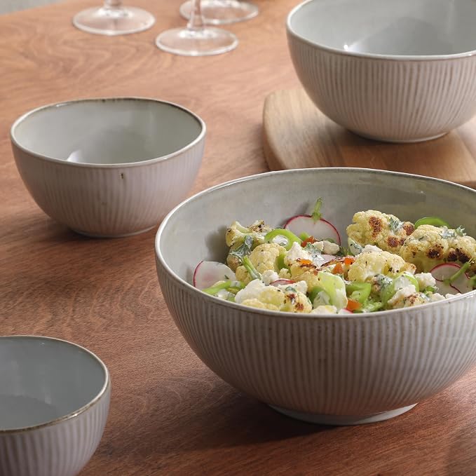 Gibson Elite Sandy Pines 4 Piece Nesting Bowl Set, 7” & 9” Round Stoneware Bowls - Image 3
