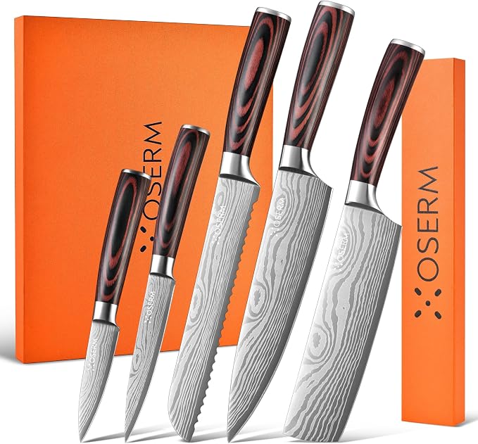 Knife Set | Gift-Ready 6-Piece Japanese Style Kitchen Knife Set — Burgundy Gift by Unknown
